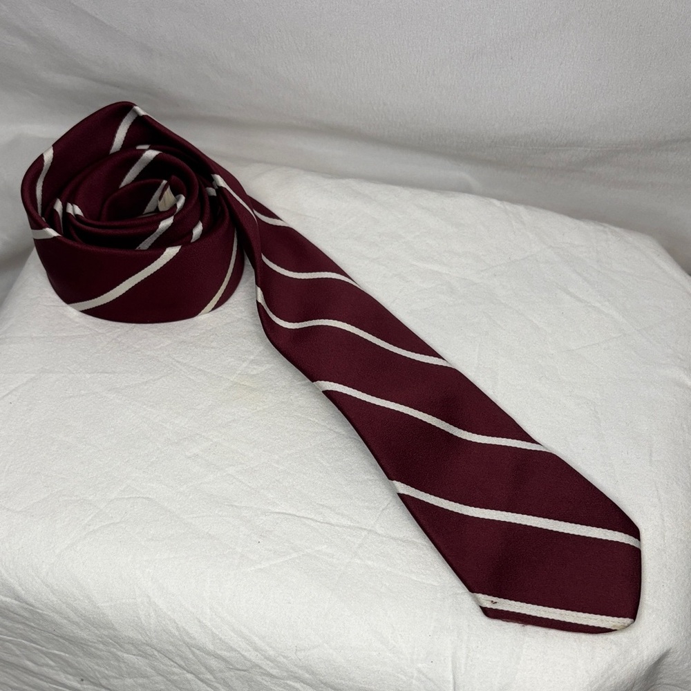 Classic Burgundy and White Striped Tie